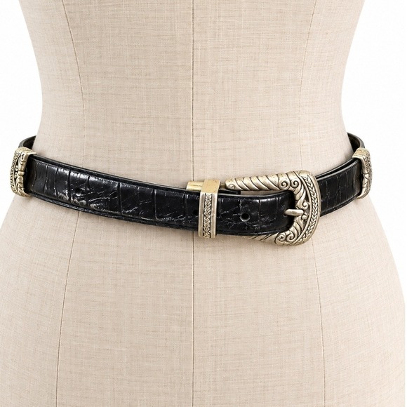 Accessories - 90s Western Americana Swivel Reversible Belt Leather Silver-Tone Unisex Size 30"